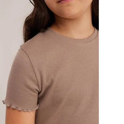 WE Fashion T-shirt met ruches taupe, foto 4