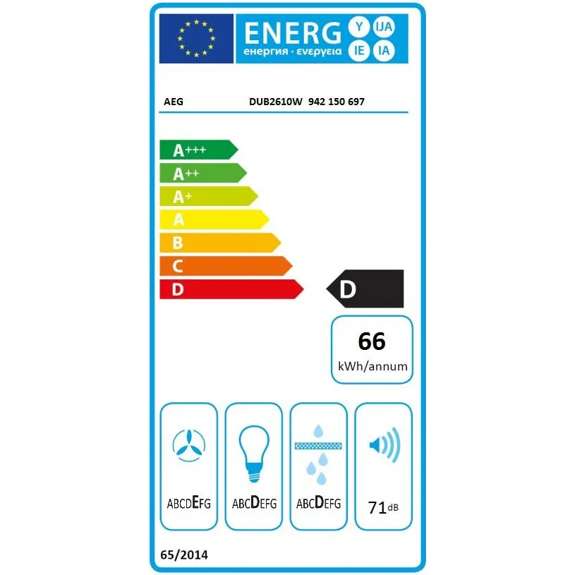 AEG DUB2610W onderbouwdampkap wit, foto 4