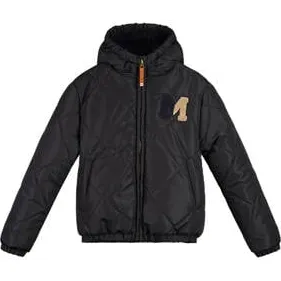 Moodstreet gewatteerde jas winter zwart Jongens Polyester Capuchon Effen