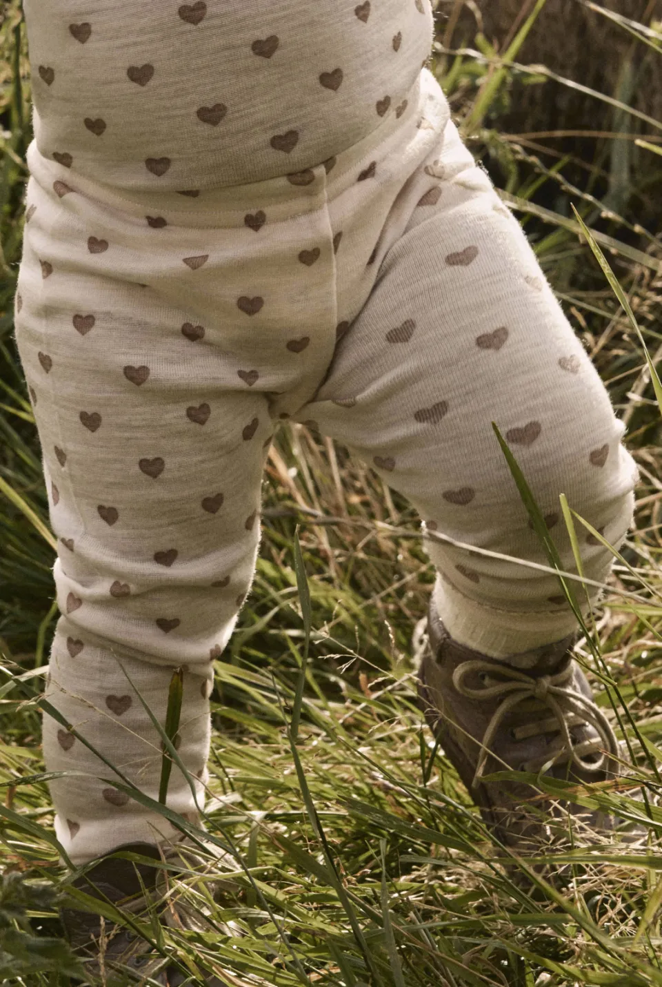 Lil' Atelier wollen legging met hartjesprint beige, foto 4