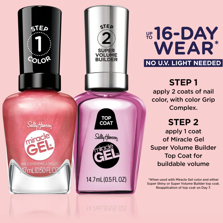 Sally Hansen Miracle Gel nagellak 254 Go Hard or Glow Home roze, foto 4