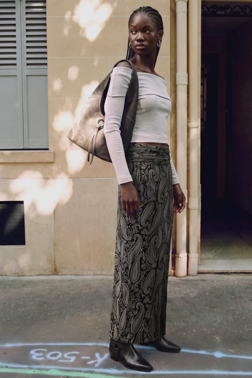 Mango maxi rok met paisleyprint zwart zwart / beige