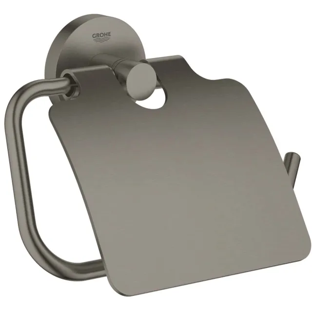 Grohe Essentials toiletrolhouder met klep hard graphite geborsteld Donker Grijs