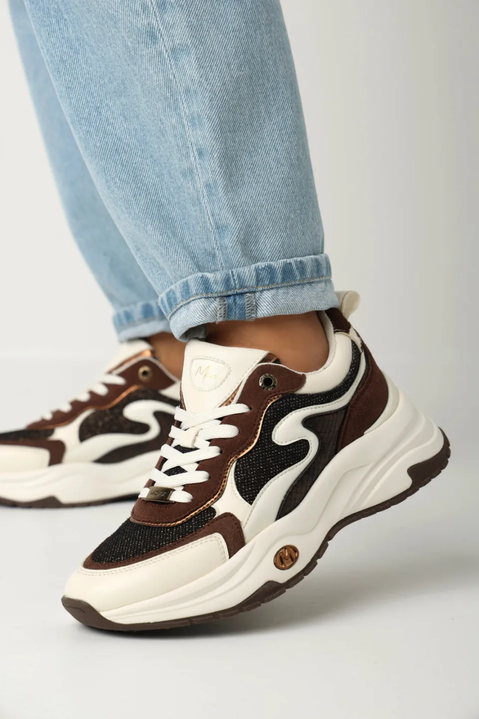 Mexx Palma Ora chunky sneakers wit/bruin, foto 7