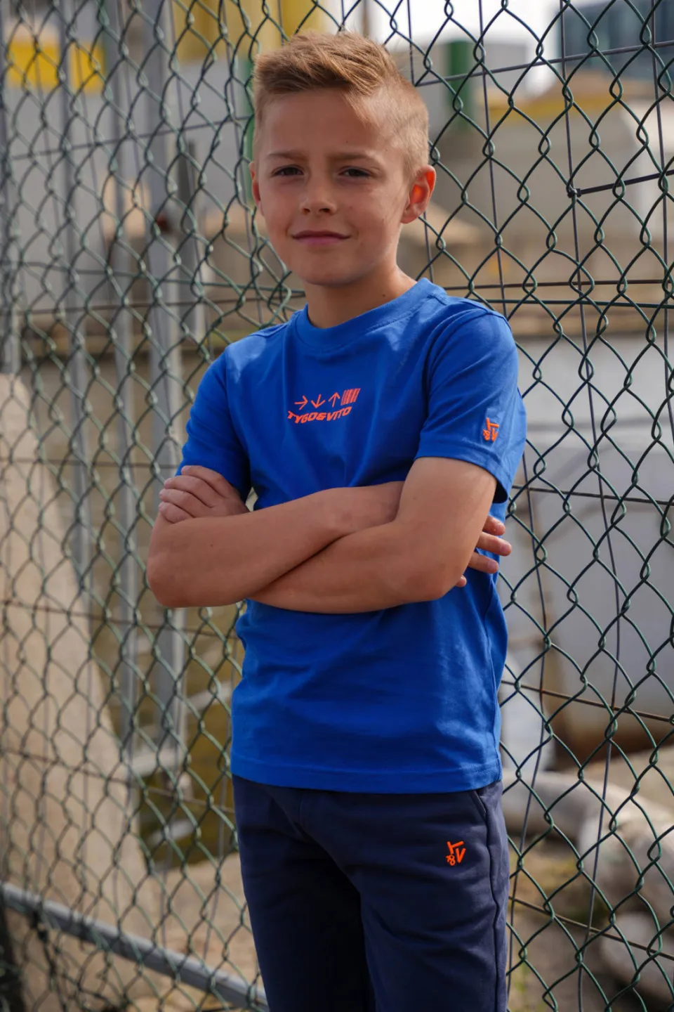 TYGO & vito jersey t-shirt blauw met print Hardblauw