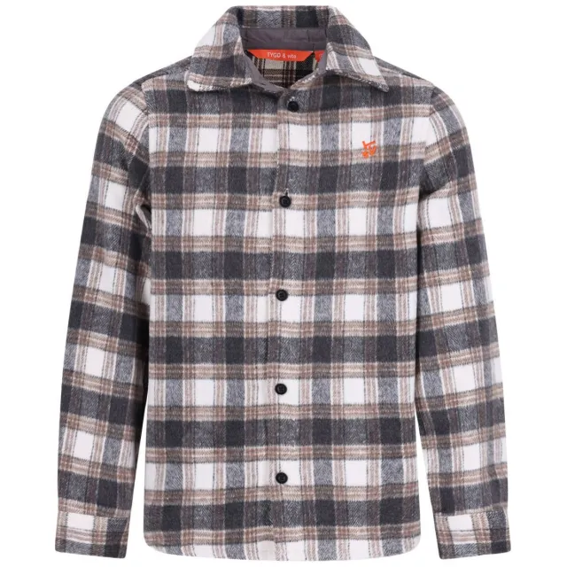 TYGO & vito flanel geruit casual overhemd - beige/grijs/bruin, foto 2