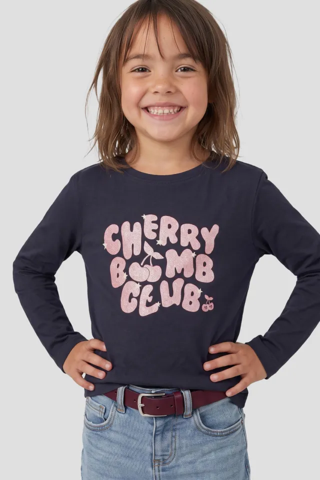 Orange Stars longsleeve met tekst donkerblauw, foto 4