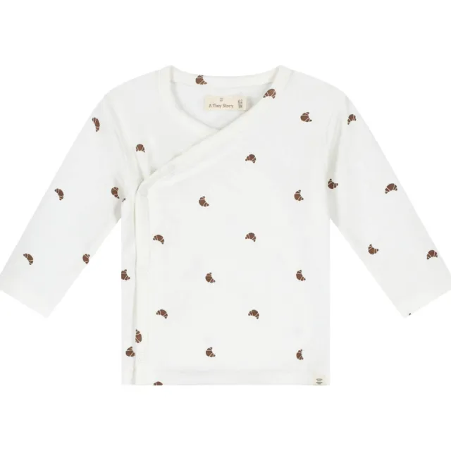 A Tiny Story longsleeve met print wit Wit/bruin