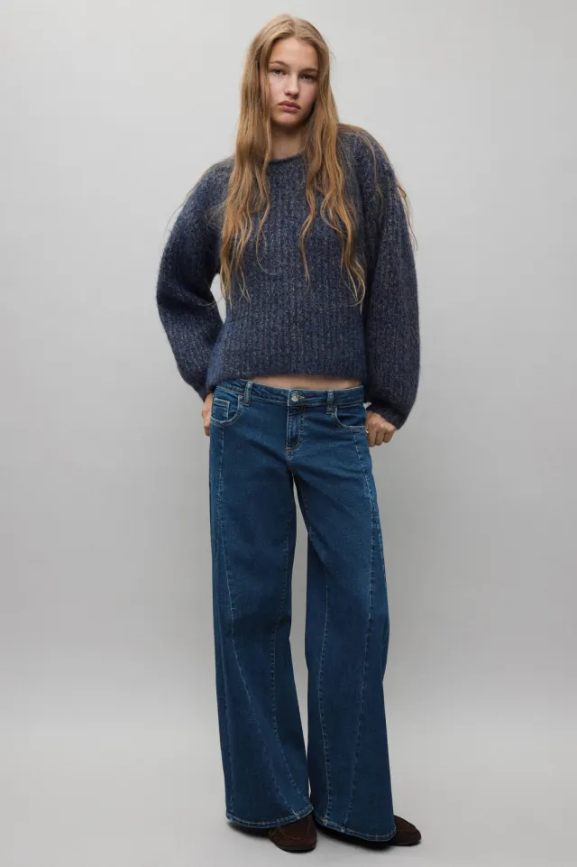 Mango TEEN wide leg jeans - changeant blauw