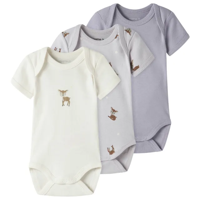NAME IT BABY romper - ecru/paars/lichtpaars (set van 3), foto 2