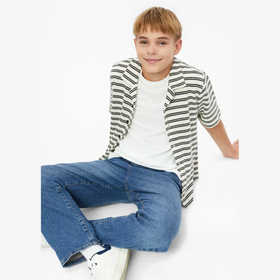 s.Oliver gebreid gestreept overhemd Beige/zwart