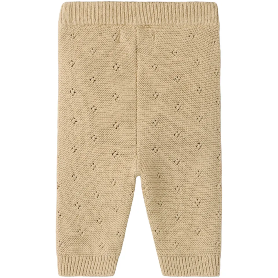 Lil' Atelier Baby katoenen gebreide babybroek beige, foto 3