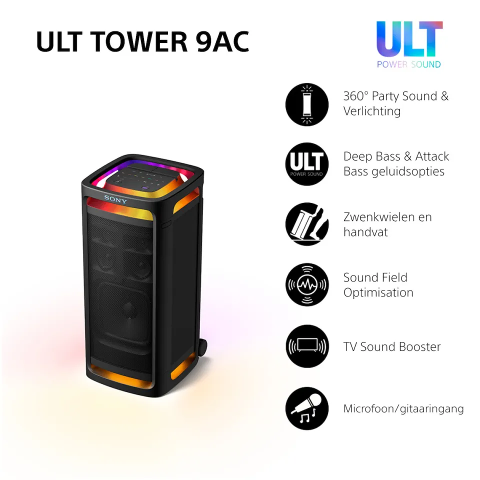 Sony ULT Tower 9 (AC) Bluetooth speaker Zwart, foto 2
