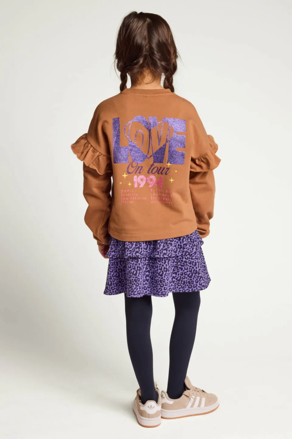 LOOXS little boxy sweater met ruches en backprint - bruin, foto 6