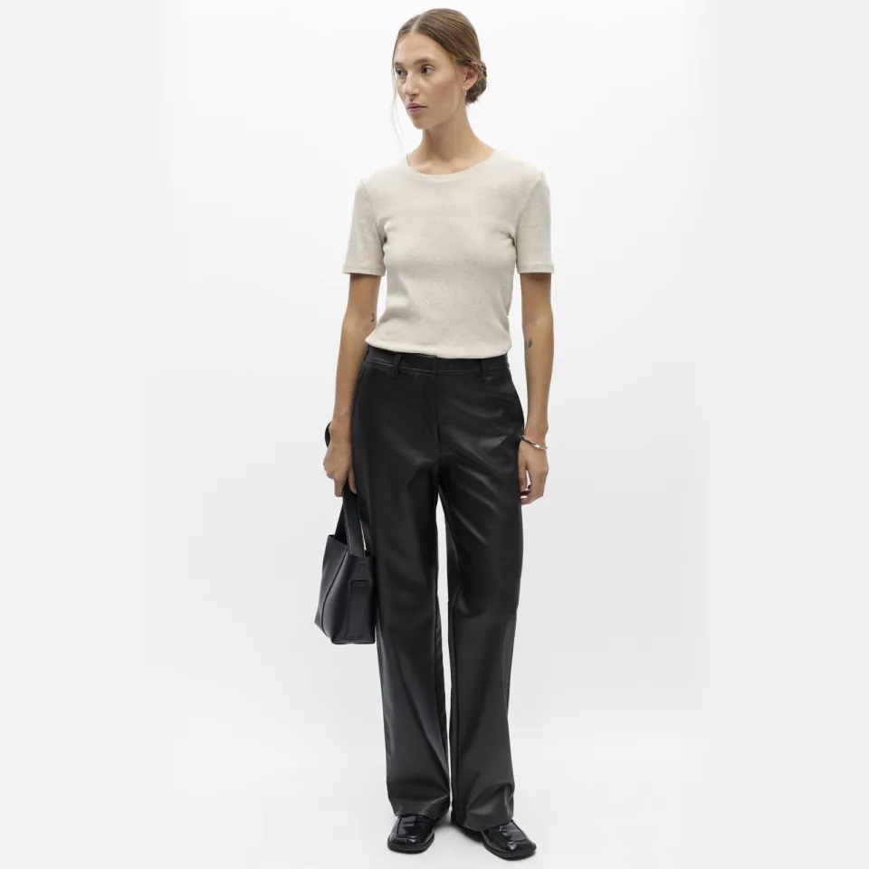 Object wide leg casual broek - zwart