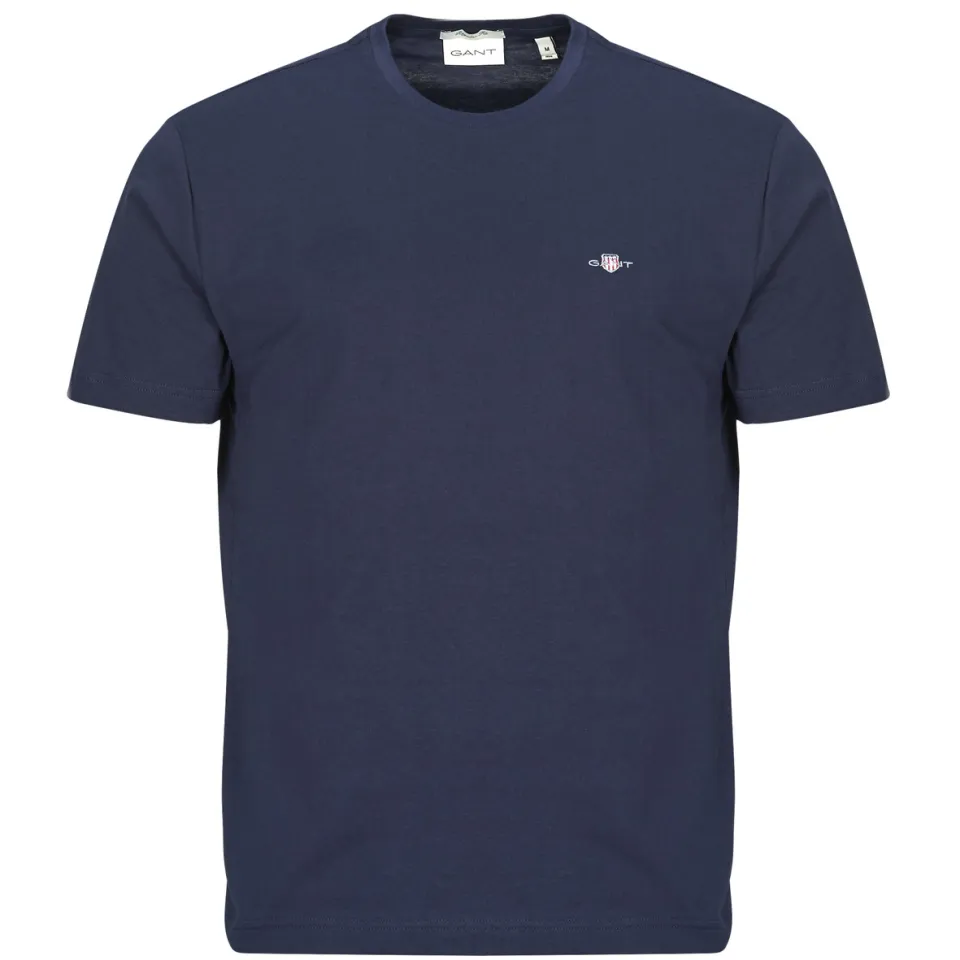 Gant Regular fit T-shirt met labelstitching, model 'SHIELD' Avondblauw