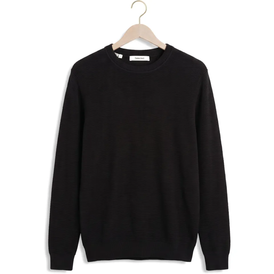 SELECTED MEN Heren Truien & Vesten Slhross Ls Knit Structure Crew Neck Noos - Zwart, foto 2