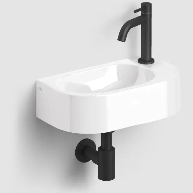 Fonteinset Clou InBe Set 7 Incl. Mat Zwarte Toebehoren 11x41 Cm Glanzend Wit