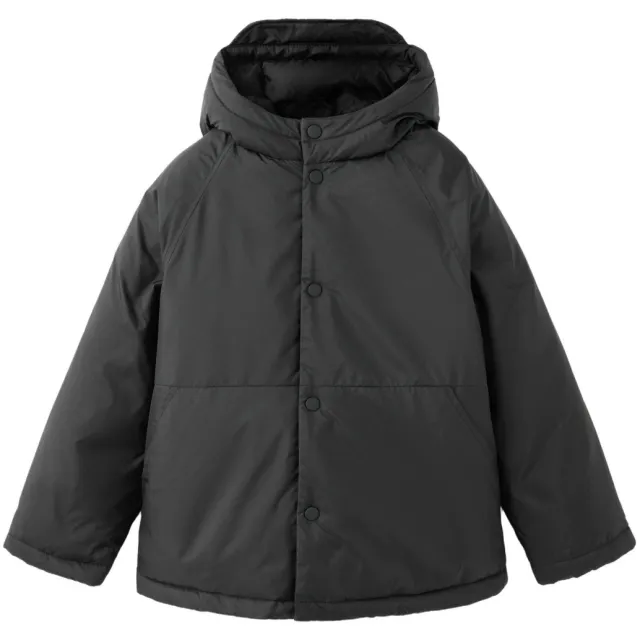 Mango gewatteerde winterjas zwart met capuchon
