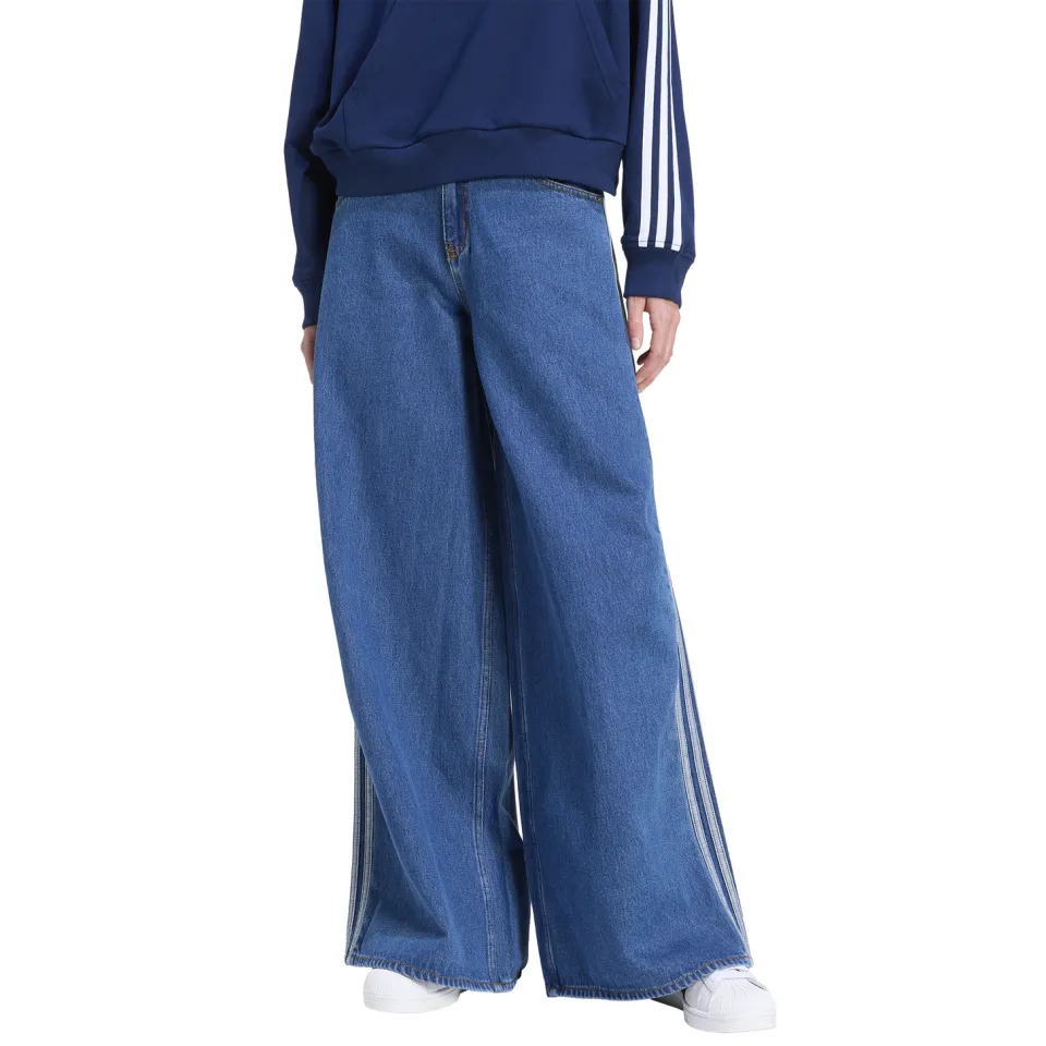 Adidas Originals loose fit straight leg jeans - medium blue denim, foto 4