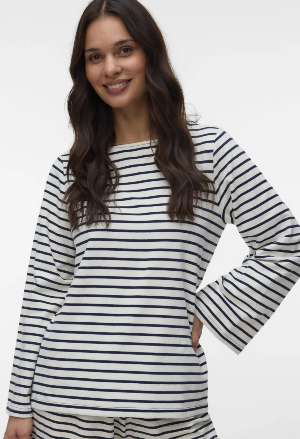 Mamalicious zwangerschaps gestreepte longsleeve donkerblauw Ecru/donkerblauw