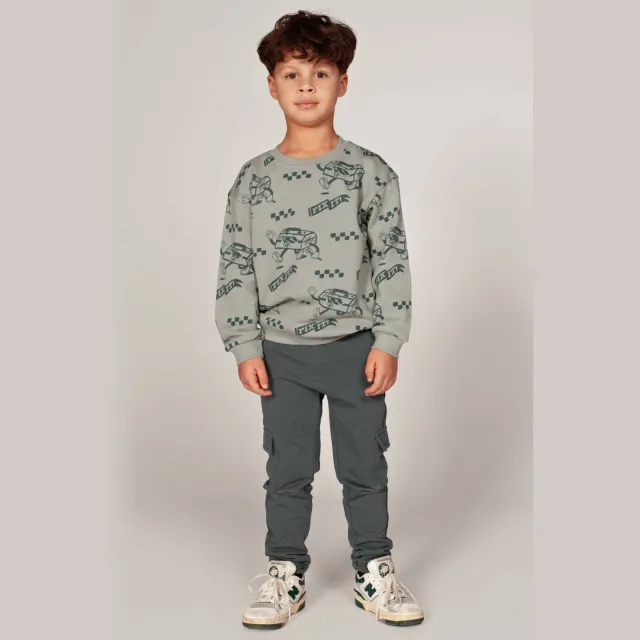 Sturdy oversized sweater met print - groen