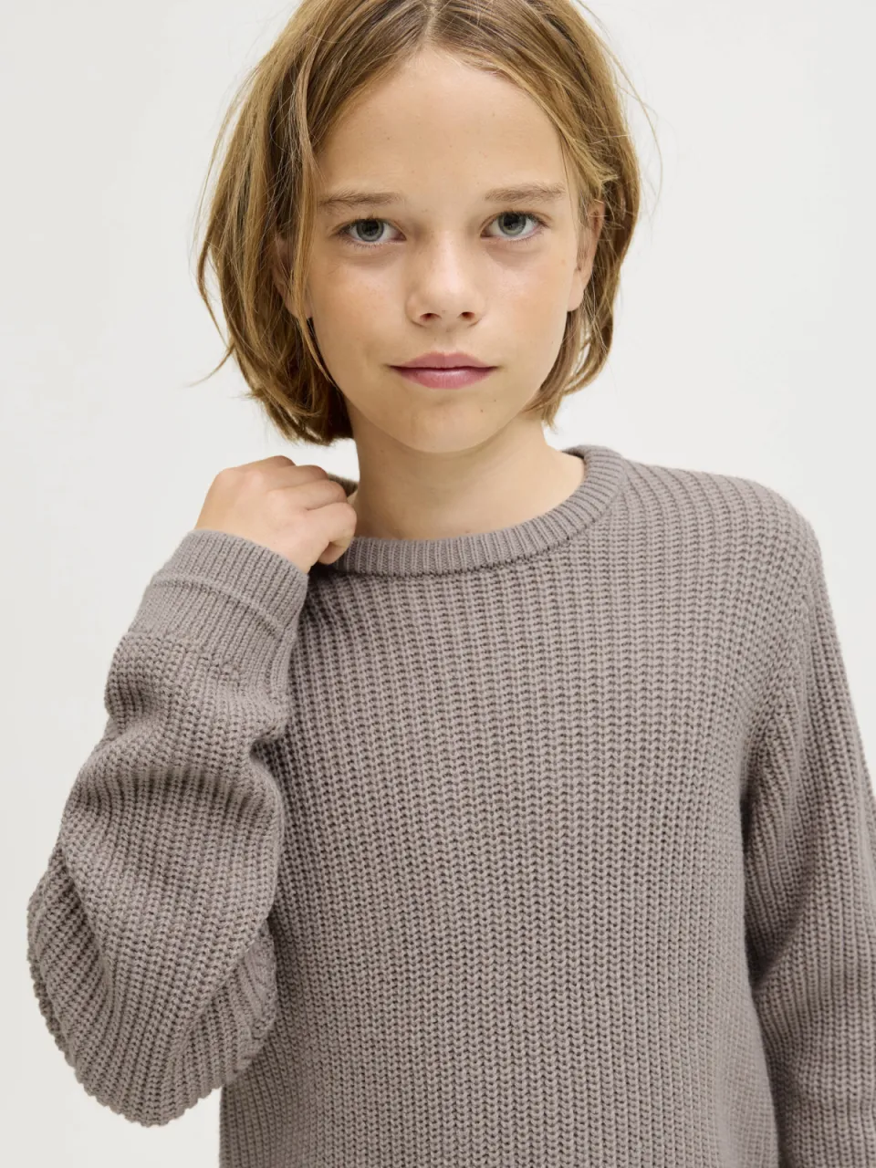 Jack & Jones JUNIOR trui bruin grof gebreid, foto 8