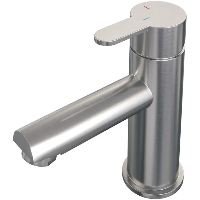 Brauer Wastafelmengkraan Brauer Brushed Edition Coldstart Opbouw Laag Korte Platte Hendel Geborsteld RVS PVD