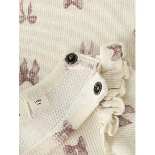Lil' Atelier baby romper met ruches en print ecru, foto 5