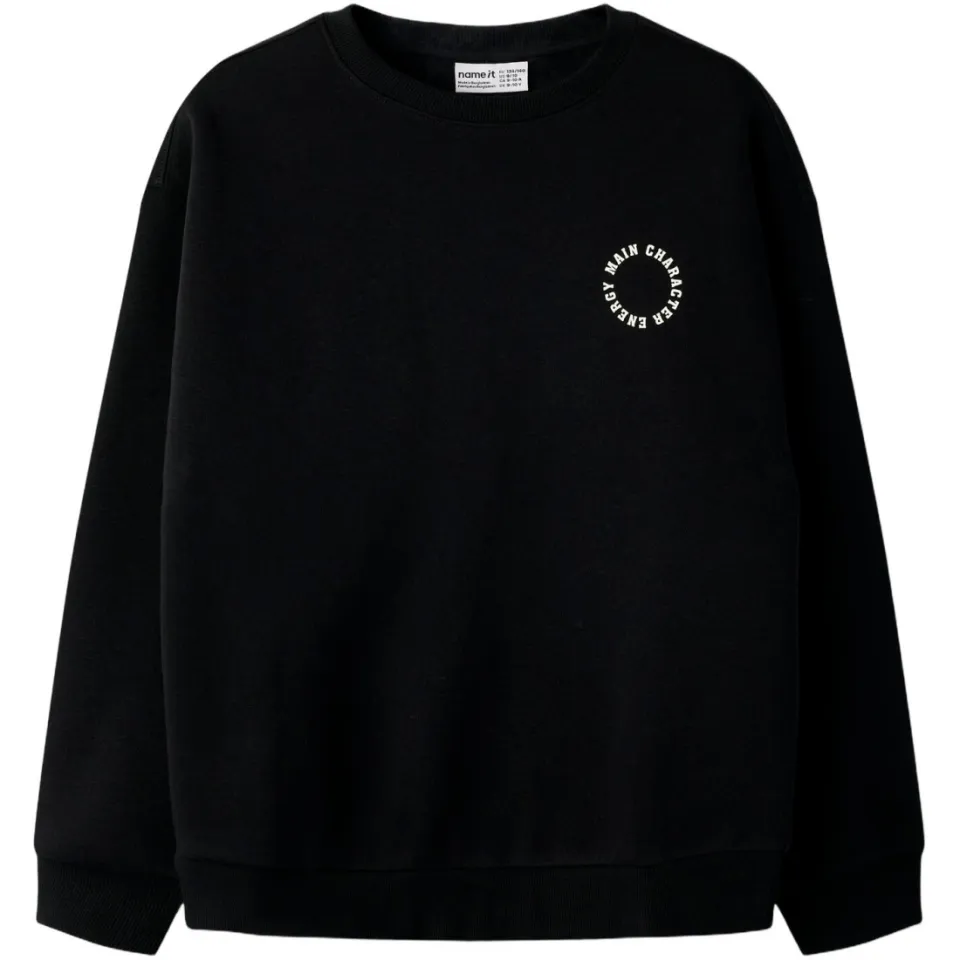 NAME IT KIDS sweater met tekst - zwart, foto 2