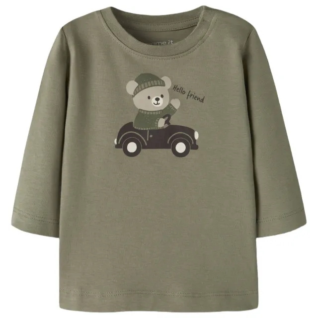 NAME IT BABY longsleeve met beerprint groen