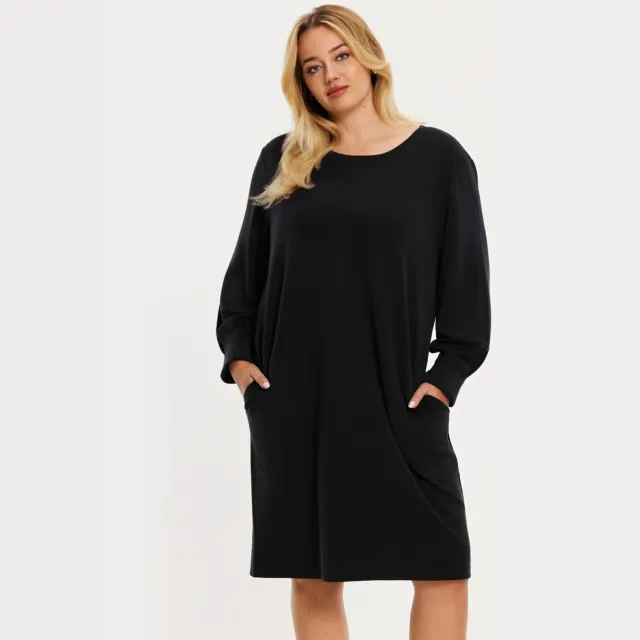 Yoek Lounge midi jurk zwart