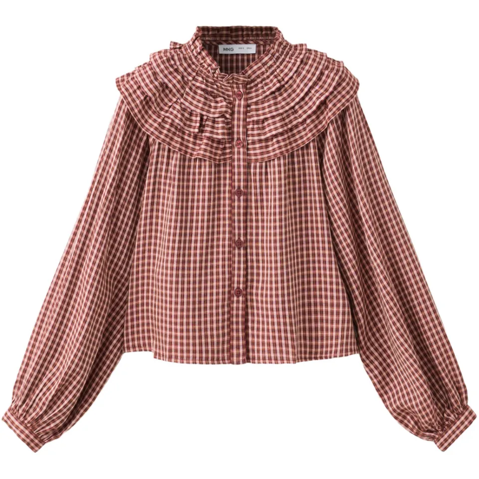 Mango Kids geruite blouse met ruches - rood, foto 2