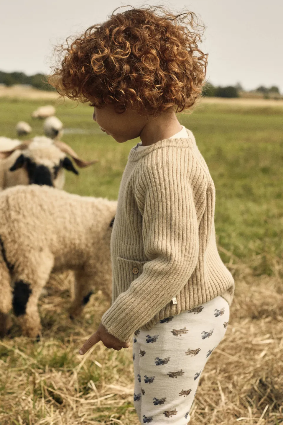 Lil' Atelier MINI slim legging wit Wit/bruin/blauw