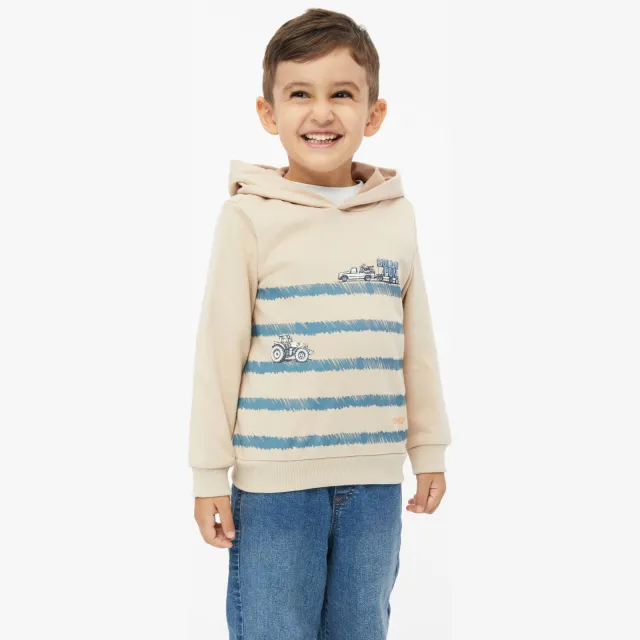s.Oliver hoodie met print - beige/blauw