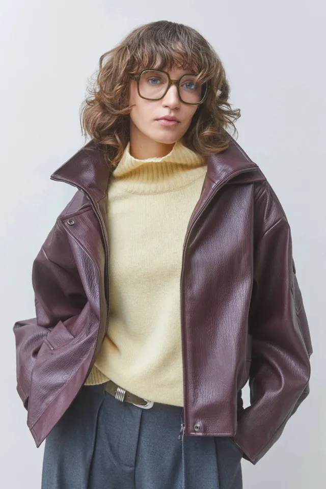 Suncoo faux fur jas - donkerrood Bordeaux