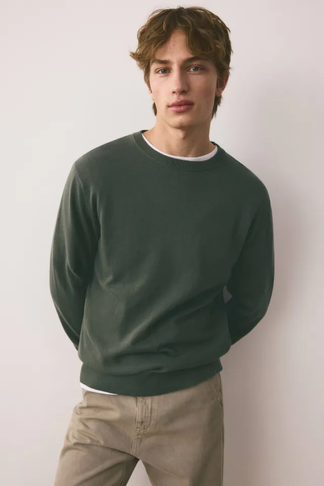 Mango TEEN katoenen gebreide trui - groen