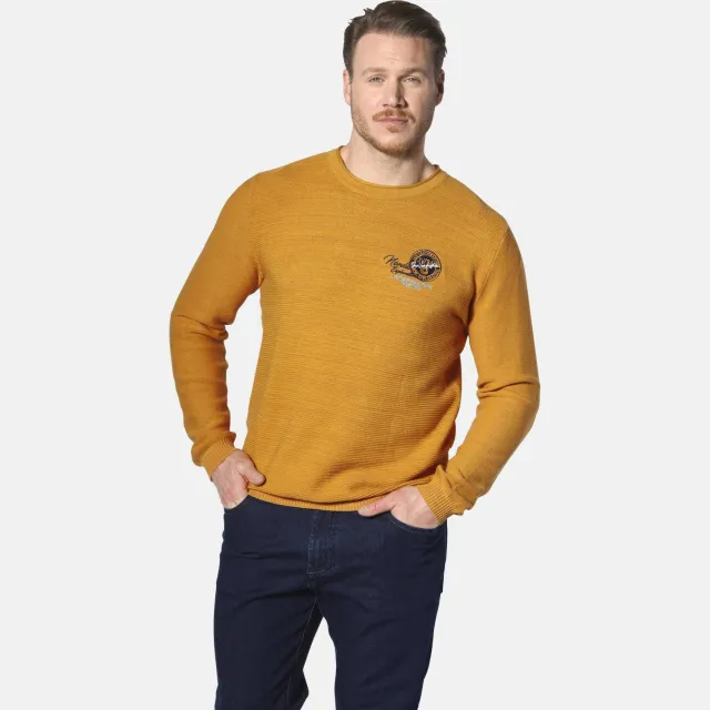 Jan Vanderstorm +FIT Collectie gebreide trui TRYGVE Plus Okergeel