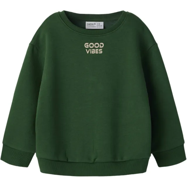 NAME IT MINI sweater met tekst - groen