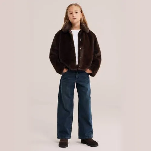 WE Fashion imitatiebont faux fur jas donkerbruin, foto 3