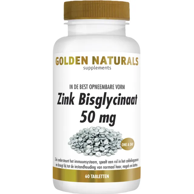 Golden Naturals Zink bisglycinaat 50 mg tabletten
