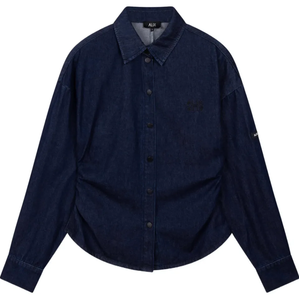 Alix The Label getailleerde blouse donkerblauw, foto 2
