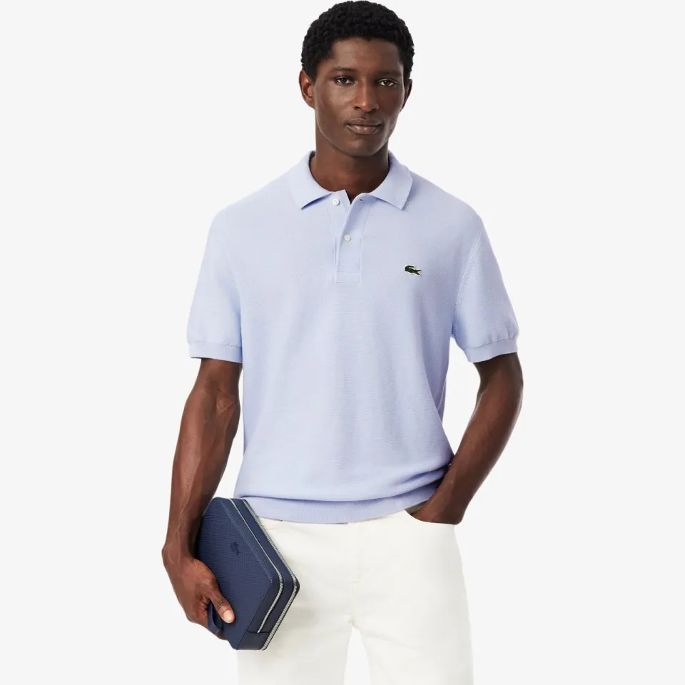 Lacoste gebreide regular polo lichtblauw