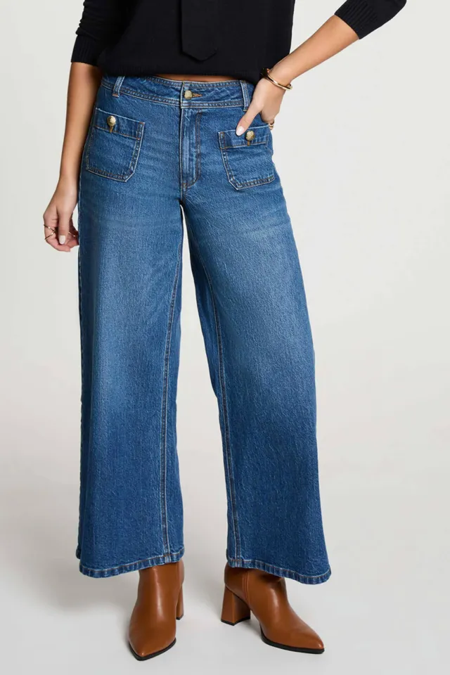 Morgan wide leg jeans - mediumblauw, foto 4