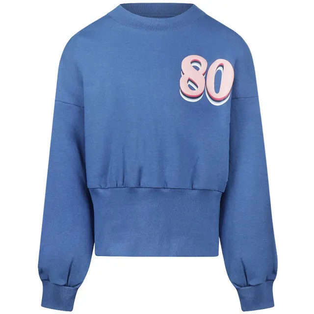 No Way Monday boxy sweater met backprint - blauw