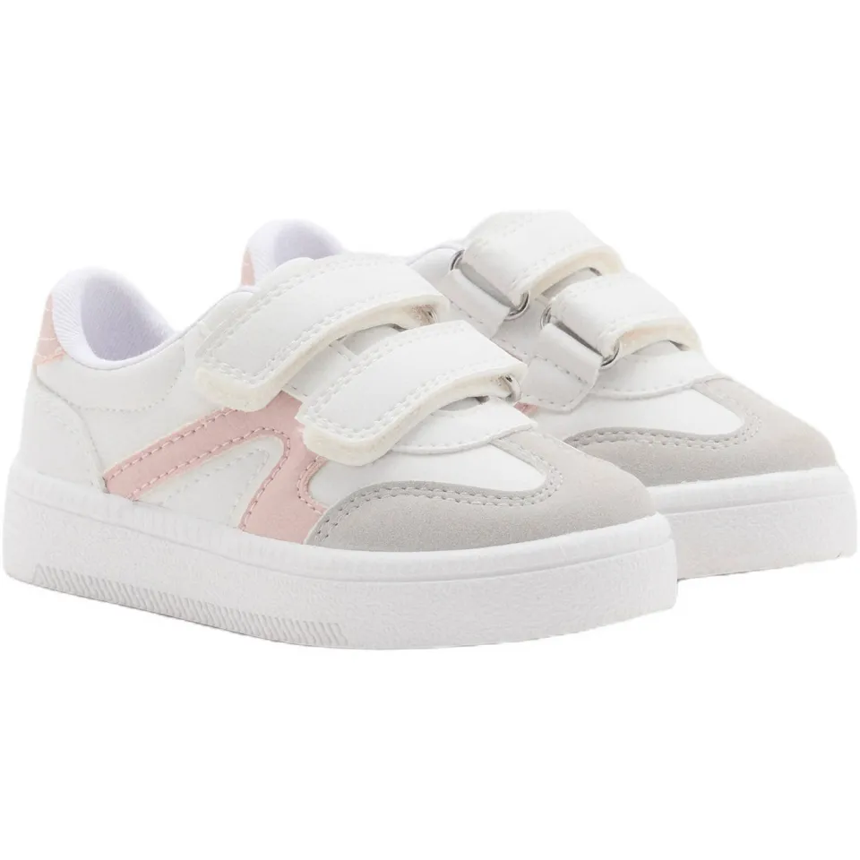 Mango Kids leren sneakers - wit/lichtroze, foto 4