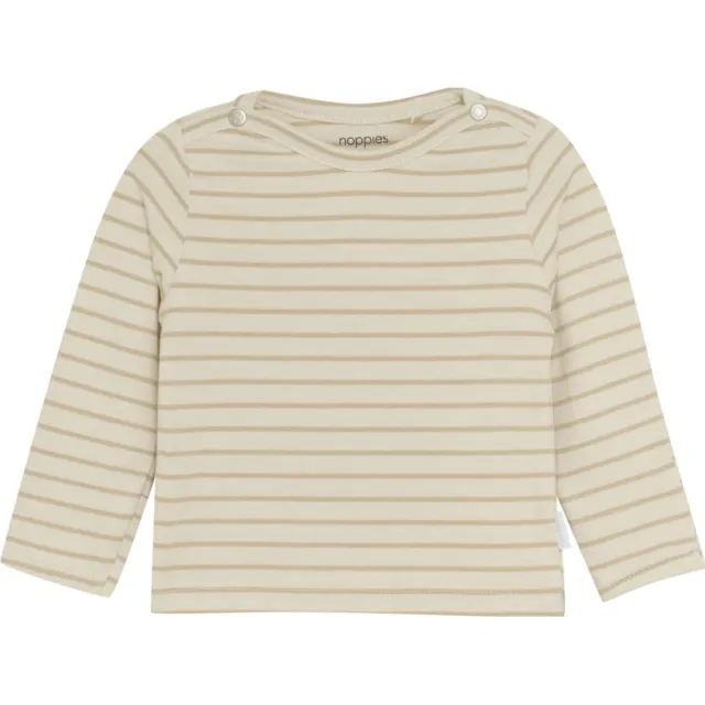 Noppies baby gestreepte longsleeve ecru ronde hals Offwhite/ecru