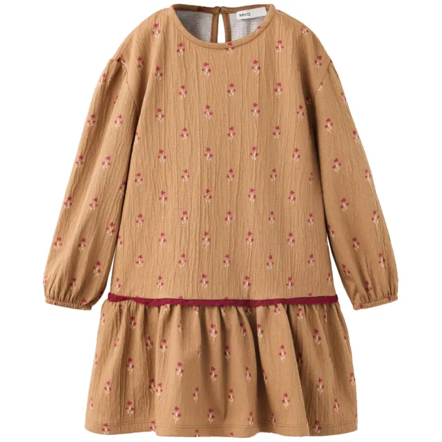 Mango gebloemde korte A-lijn jurk bruin beige - kaki