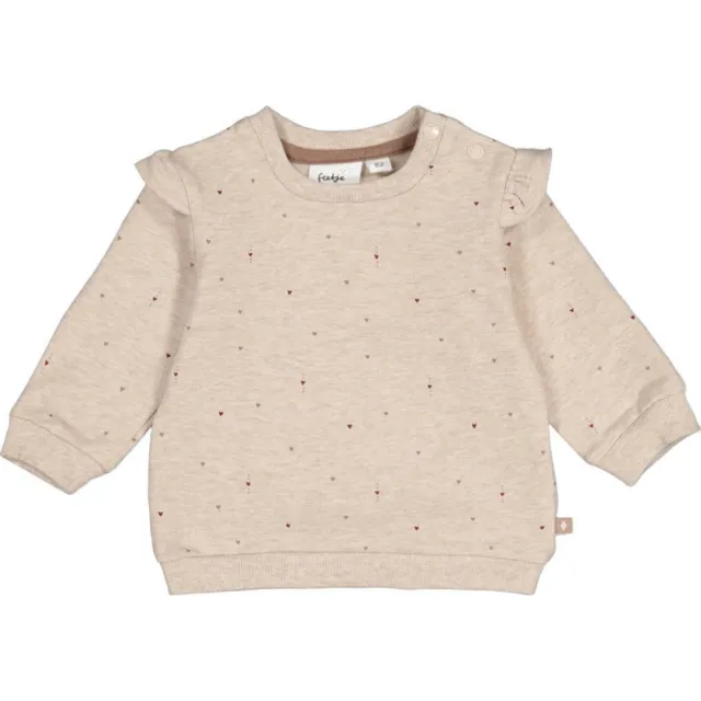 Feetje sweater My Little Love met hartjes - taupe
