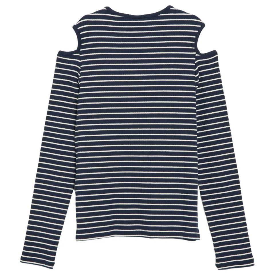 s.Oliver gestreepte longsleeve met cut-out donkerblauw/wit, foto 5